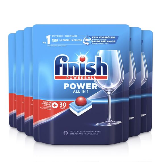 Finish Power All in 1 Spülmaschinentabs, phosphatfrei – Geschirrspültabs mit kraftvollem Powerball gegen hartnäckigste Fettanschmutzungen – Gigapack mit 180 Finish Tabs