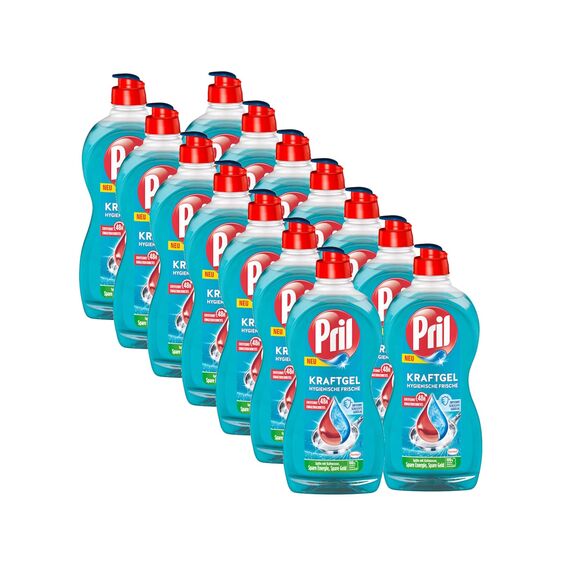 PRIL Kraft Gel Hygienische Frische (14x 450 ml), Handgeschirrspülmittel mit höchster Fettlösekraft, für sauberes Geschirr auch in kaltem Wasser, entfernt schlechte Gerüche