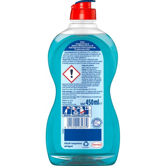 PRIL Kraft Gel Hygienische Frische (10x 450 ml), Handgeschirrspülmittel mit höchster Fettlösekraft, für sauberes Geschirr auch in kaltem Wasser, entfernt schlechte Gerüche