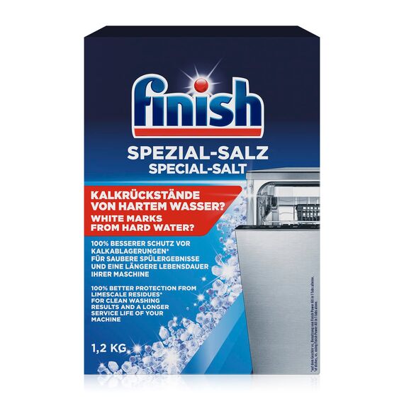 Finish Spezial-Salz – Spülmaschinensalz zum Schutz vor Kalkablagerungen und Wasserflecken – Multipack mit 8 x 1,2 kg