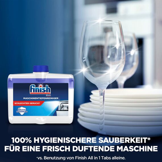 Finish Maschinentiefenreiniger – Flüssiger Maschinenreiniger gegen Kalk und Fett für eine saubere Spülmaschine – 1 x 250 ml Maschinenpfleger