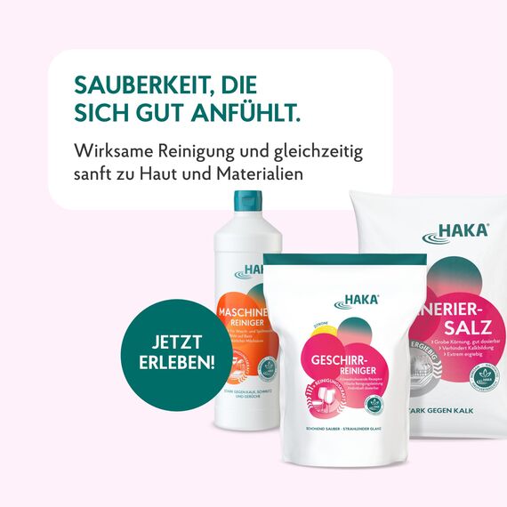 HAKA Glanz- & Klarspüler, 750 ml, für strahlendes und trockeneres Geschirr, keine Wasserflecken, für Spülmaschine, ohne Konservierungsstoffe, vegan