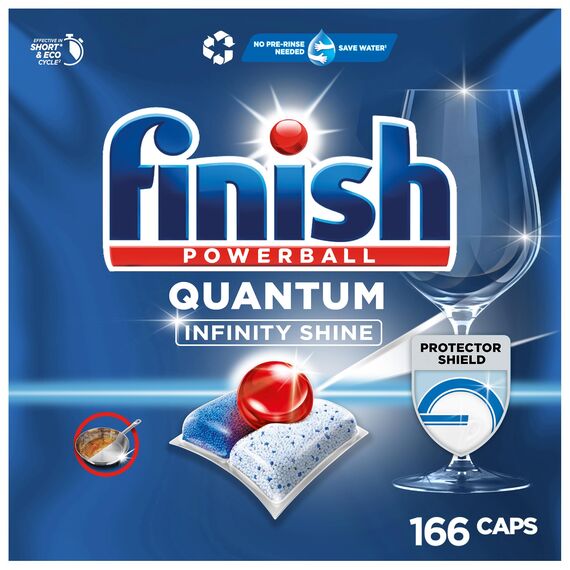 Finish Quantum Infinity Shine Spülmaschinentabs – kraftvolle Reinigung, Fettlösekraft und Glanz – 2x 83 Finish Caps