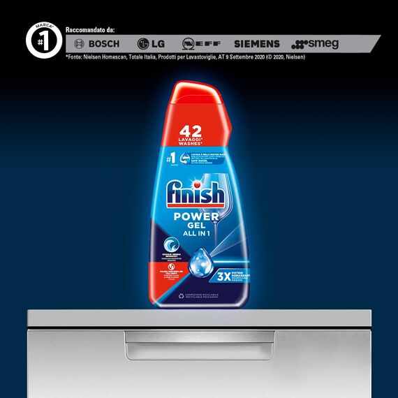 Finish Powergel Geschirrspülmittel Fresh, Spülmaschinengel, 120 Waschgänge, 4 Packungen mit je 30 Spülmaschinen