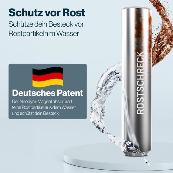 Rokitta's Rostschreck für Spülmaschine – 1er Set - Das Original – Rost Magnet gegen Flugrost – Für strahlendes Besteck, Töpfe, Pfannen & Geschirrspüler – Bekannt aus "Die Höhle der Löwen"