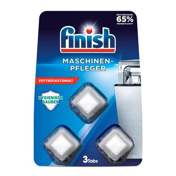 Finish Maschinenpfleger Tabs – Spülmaschinentabs gegen Schmutz und Fett im Inneren der Spülmaschine – 1 x 3 Geschirrspülreiniger Tabs