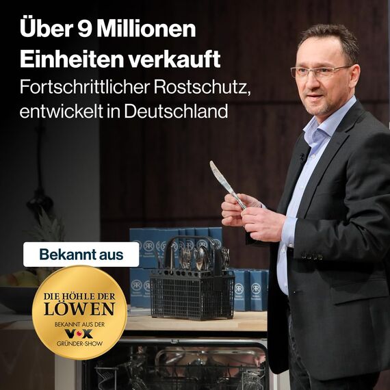 Rokitta's Rostschreck für Spülmaschine – 4er Set - Das Original – Rost Magnet gegen Flugrost – Für strahlendes Besteck, Töpfe, Pfannen & Geschirrspüler – Bekannt aus "Die Höhle der Löwen"