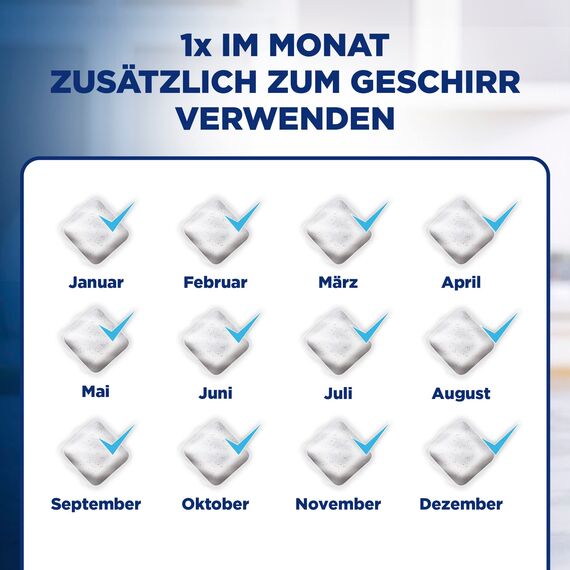 Finish Maschinenpfleger Tabs – Spülmaschinentabs gegen Schmutz und Fett im Inneren der Spülmaschine – Jahresvorrat mit 12 Geschirrspülreiniger Tabs