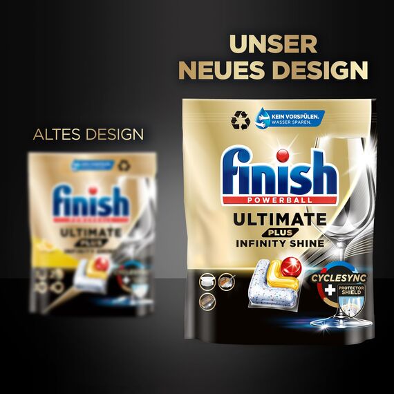 Finish Ultimate Plus Infinity Shine Citrus Spülmaschinentabs – Geschirrspültabs für intensive Reinigung, Fettlösekraft und Glanz mit Schutzschild – 210 Finish Caps