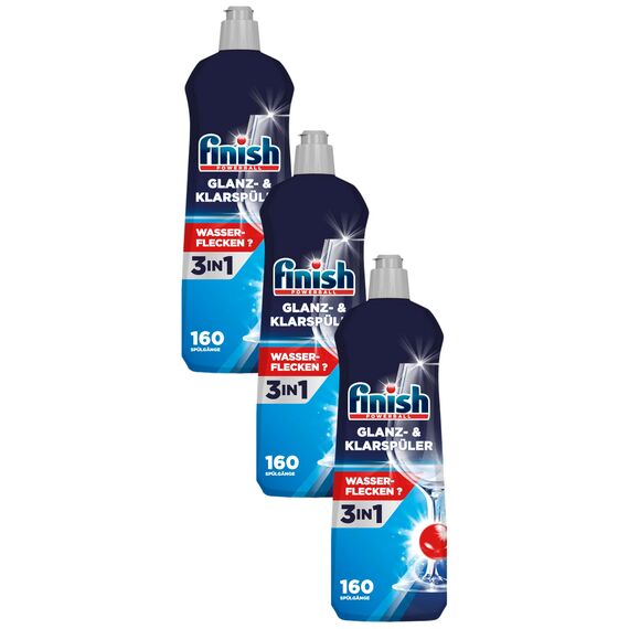 Finish Glanz- & Klarspüler – Für strahlendes und trockeneres Geschirr ohne Wasserflecken – Megapack mit 800 ml (Packung mit 3)