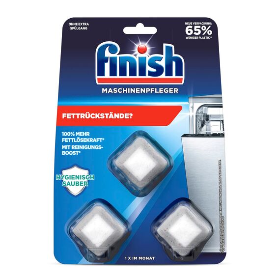 Finish Maschinenpfleger Tabs – Spülmaschinentabs gegen Schmutz und Fett im Inneren der Spülmaschine – 1 x 3 Geschirrspülreiniger Tabs