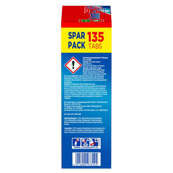 Somat Classic Spülmaschinen Tabs, 270 (2x 135) Tabs, Sparpack, Geschirrspül Tabs für die tägliche Reinigung von Besteck und Geschirr, mit Extra-Kraft und Schutz vor Glaskorrosion