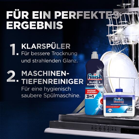 Finish Ultimate Infinity Shine Spülmaschinentabs – Geschirrspültabs für Tiefenreinigung, Fettlösekraft und Glanz mit Schutzschild – 2x80 Finish Caps