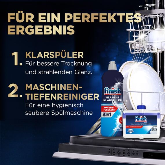 Finish Ultimate Plus Infinity Shine Citrus Spülmaschinentabs – Geschirrspültabs für intensive Reinigung, Fettlösekraft und Glanz mit Schutzschild – 105 Finish Caps