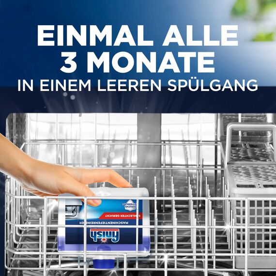 Finish Maschinentiefenreiniger – Flüssiger Maschinenreiniger gegen Kalk und Fett für eine saubere Spülmaschine – Sparpack mit 4 x 250 ml Maschinenpfleger