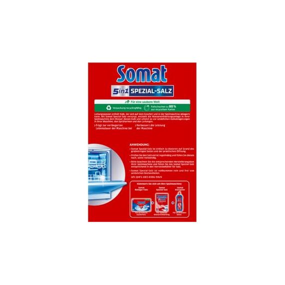 SOMAT Classic Power Spülmaschinen Tabs (172 AW), Geschirrspül Tabs mit Fettlösekraft für kraftvolle Reinigung & strahlend sauberes Geschirr sogar bei niedrigen Temperaturen + 5in1 Spezial-Salz 1,2 kg