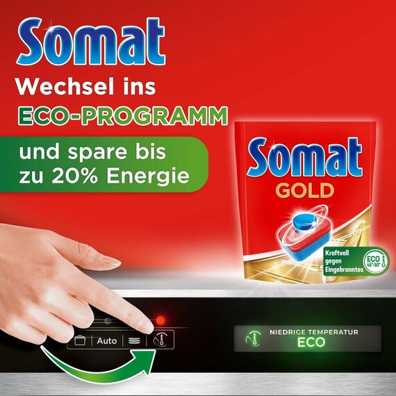 Somat Gold Spülmaschinen Tabs (105 Tabs), Geschirrspül Tabs mit Extra-Kraft gegen Eingebranntes, kompakte Verpackung für mehr Nachhaltigkeit, 105 Stück (3er Pack)