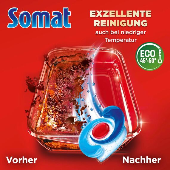 Somat Excellence 4in1 Caps (20 Caps), schnellauflösende Spülmaschinentabs, Somat Caps für exzellente Reinigung & Glanz sogar im Eco-Programm & bei niedrigen Temperaturen