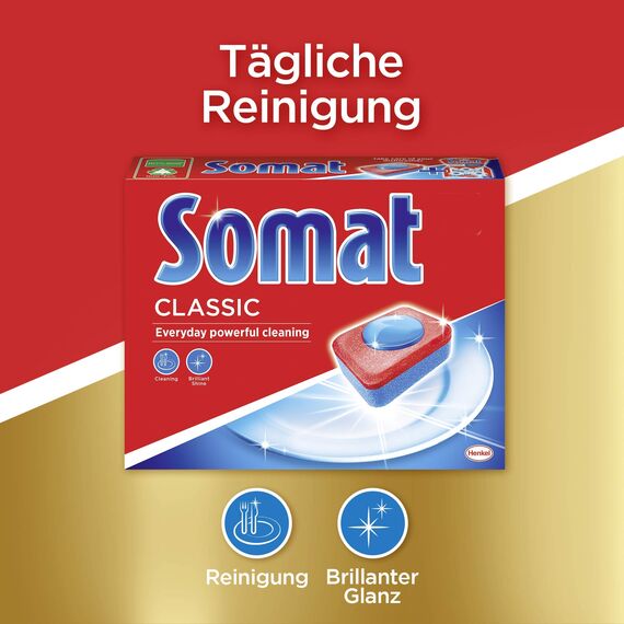 Somat Classic Spülmaschinen Tabs, 150 Tabs, Geschirrspül Tabs für die tägliche Reinigung von Besteck und Geschirr, mit Extra-Kraft und Schutz vor Glaskorrosion