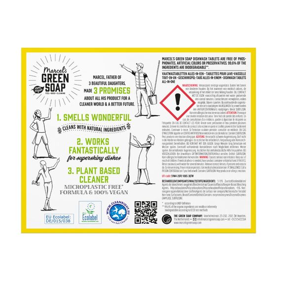 Marcel’s Green Soap Spülmaschinen Tabs – All-in-One Geschirrspültabs – 25 Stück – Vegan, Palmölfrei, Ohne Mikroplastik, 99,6% Biologisch abbaubar – Eco, Nachhaltig, Für Spülmaschine