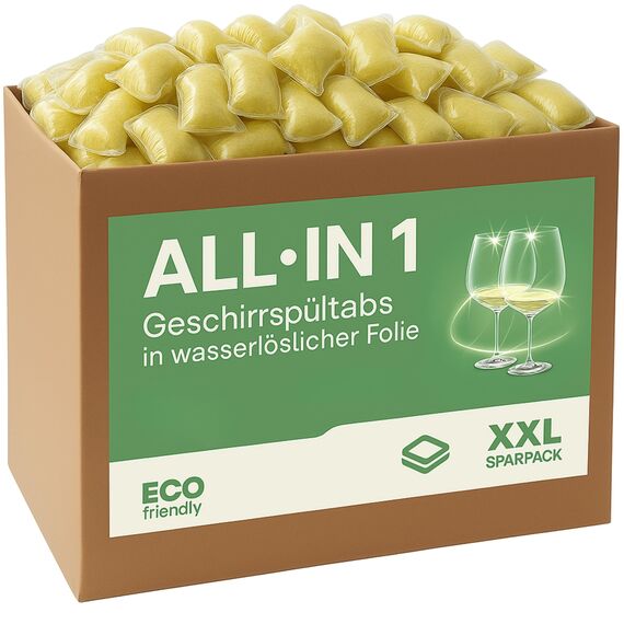 Cleanerist | 110 Spülmaschinentabs in Großpackung (2 kg) – All-in-1 Box Geschirrspültabs in wasserlöslicher Folie – Reiniger kompatibel mit allen Maschinen - umweltfreundliches Pulver