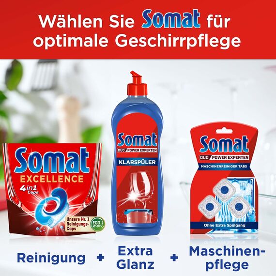 Somat Excellence 4in1 Caps (88 Caps), schnellauflösende Spülmaschinentabs, Somat Caps für exzellente Reinigung & Glanz sogar im Eco-Programm & bei niedrigen Temperaturen