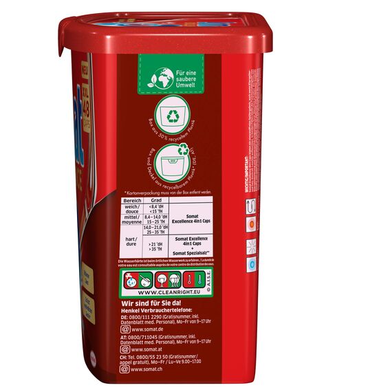 Somat Excellence 4in1 Caps, 48 (1 x 48) Caps, Spülmaschinen-Caps für exzellente Reinigung, brillanten Glanz und sorgfältige Pflege für Geschirr und Spülmaschine