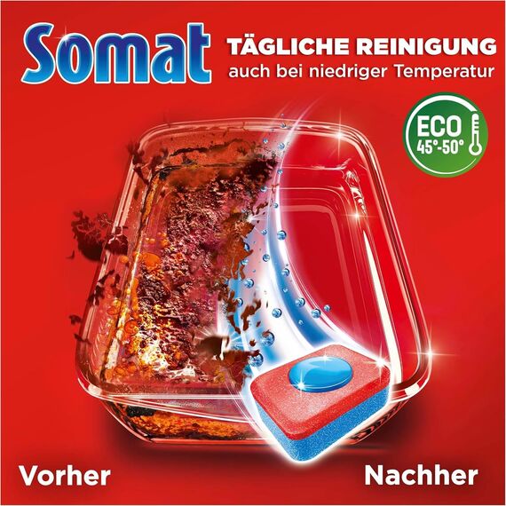 SOMAT Classic Power Spülmaschinen Tabs (172 AW), Geschirrspül Tabs mit Fettlösekraft für kraftvolle Reinigung & strahlend sauberes Geschirr sogar bei niedrigen Temperaturen + 5in1 Spezial-Salz 1,2 kg