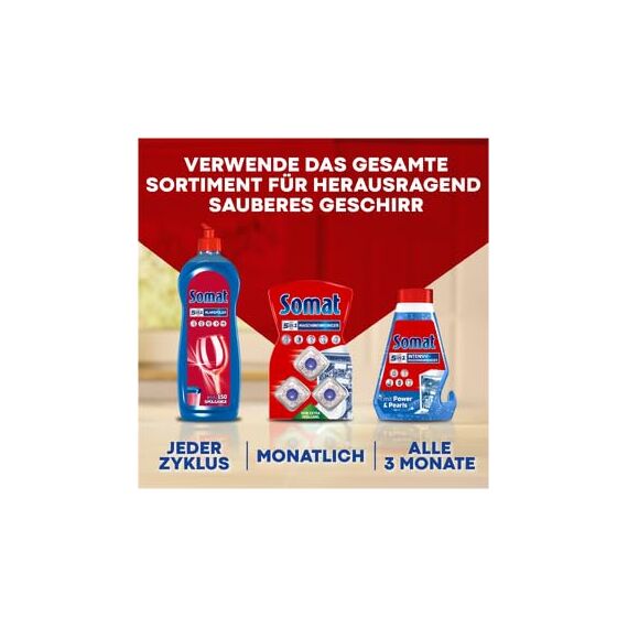 SOMAT 5in1 Spülmaschinen-SET, Klarspüler 750 ml + Maschinenreiniger Tabs 3 Stück + Intensiv-Maschinenreiniger 250 ml + Spezial Salz