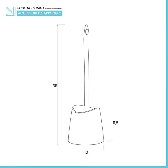 TATAY Klobürste | Robustes Material | Modernes Design | Fester und Langlebiger Bürstenkopf für Hygiene | Farbige WC-Bürsten für jedes Bad | 12 x 12 x 38 cm – Taupe