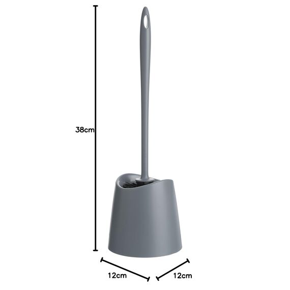 TATAY Klobürste | Robustes Material | Modernes Design | Fester und Langlebiger Bürstenkopf für Hygiene | Farbige WC-Bürsten für jedes Bad | 12 x 12 x 38 cm – Grau
