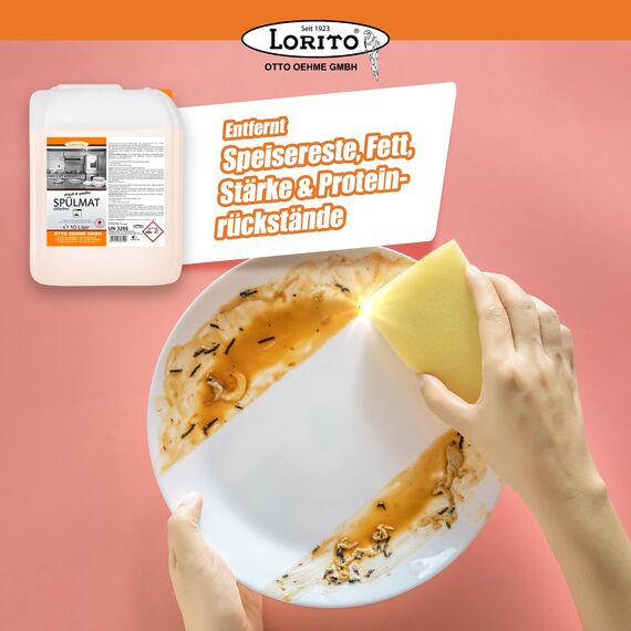 Lorito frisch & sauber Spülmat Spülmaschine, 10 Liter, Geschirrspülreiniger für gewerbliche Geschirrspülmaschinen, schnelltrocknend, pflegend, 10 Liter Kanister