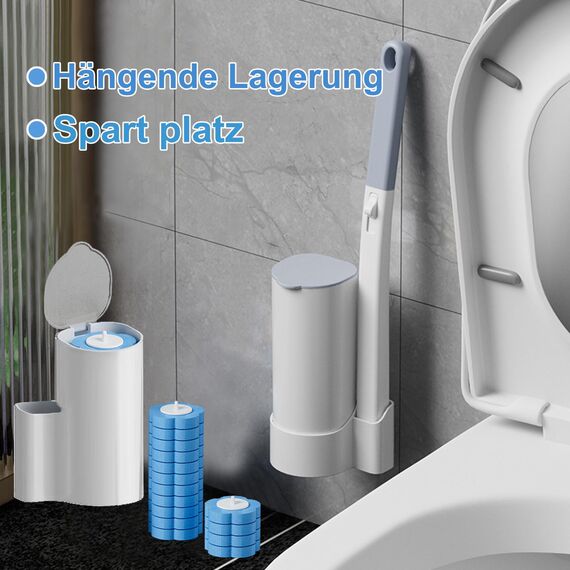 Ucaimao Einweg Toilettenbürste，2er Set verlängertem Griff und Halter-Set WC-Bürsten，Klobürste mit 48 Stück Reiniger Nachfüllungen für Badezimmerreinigung，Waschbecken，Badewanne - Blau(Ocean Fresh Duft)