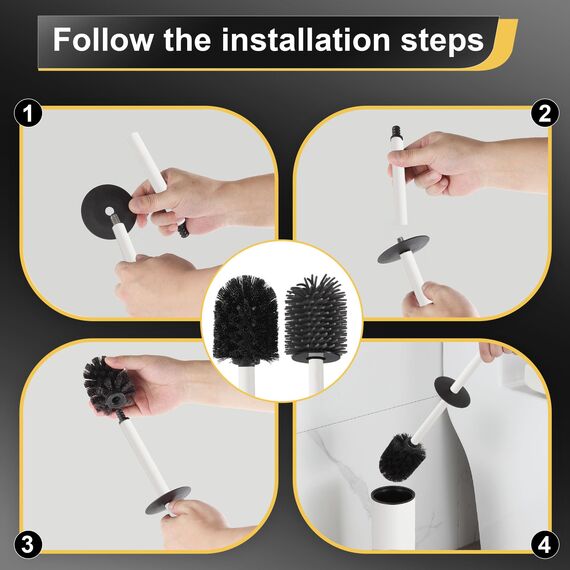 DAZI Klobürste freistehende metallisch, klobürste mit 2 Langen toilettenbürste silikon für eine Tiefenreinigung des Waschbeckens, WC Bürste mit Tropf- und Verstopfungshemmung. (Weiß)