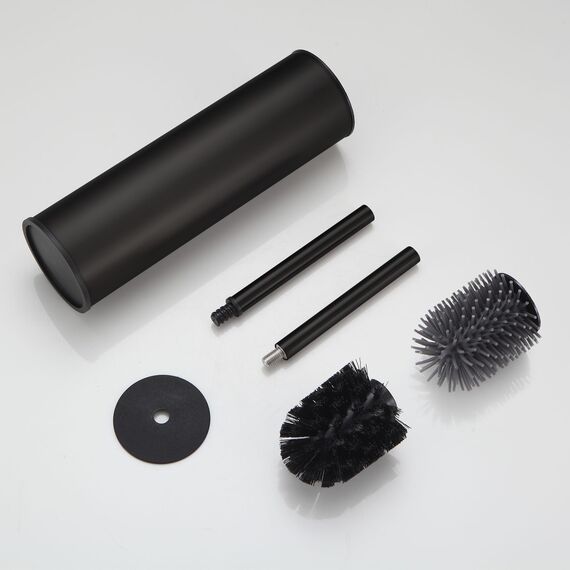 DAZI Klobürste freistehende metallisch, Schwarze Matte Toilettenbürste mit 2 Langen WC-Bürsten für eine Tiefenreinigung des Waschbeckens, Klobürste schwarz mit Tropf- und Verstopfungshemmung.