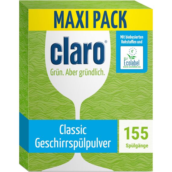 claro Classic Öko Geschirrspülpulver - 2,8 KG Spülmaschinen-Pulver - phosphatfrei, umweltfreundlich & vegan - 155 Spülgänge