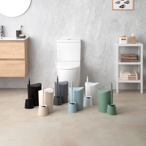 TATAY Klobürste | Robustes Material | Modernes Design | Fester und Langlebiger Bürstenkopf für Hygiene | Farbige WC-Bürsten für jedes Bad | 12 x 12 x 38 cm – Grau