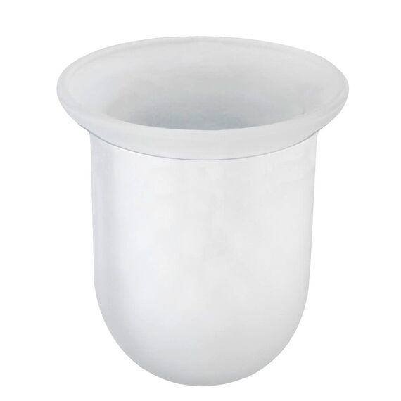 WENKO WC-Bürstenbehälter aus Glas, Ersatz-Bürstenhalter geeignet für WC-Bürsten bis Ø 7,5 cm, Weiß