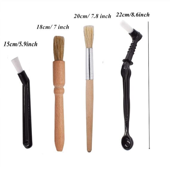 Kaffee Bürsten Set Professionelle Kaffee Pinsel Espresso Bürsten Set Enthalten Holz Kaffeemühle Maschine Reinigungsbürste und Nylon Barista Reinigungspinsel für Kaffeemaschine Group Kopf (8)