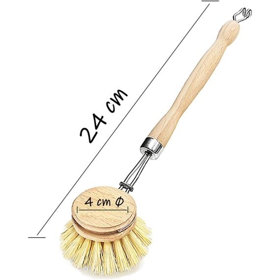 Spülbürste Holzspülbürste 5er Set. Bürstenköpfe austauschbar. Nachhaltige Bürsten aus zertifiziertem Buchenholz und Natur Fibre Pflanzenborsten. Langlebig, praktisch und CO²-neutral - Made in Germany