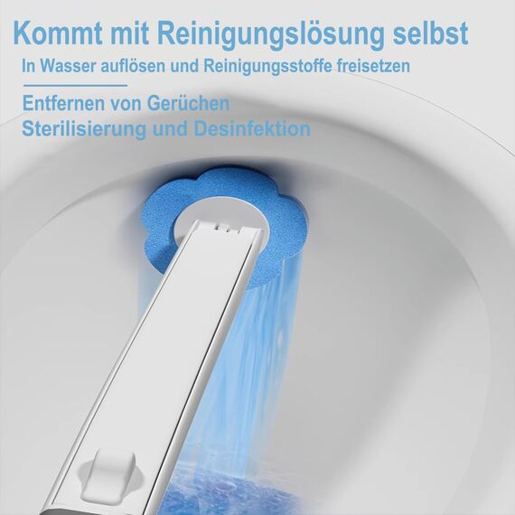 Ucaimao Einweg Toilettenbürste 72 Stück WC Schüssel Bürste Schwamm Nachfüllst，Einmal WC Bürste Pads mit Reinigungsmittel für Badezimmerreinigung、Waschbecken、Badewanne (Passt nur für Ucaimao) - Blau