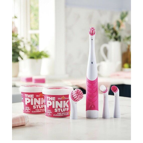 Britains Beauty The Miracle Stuff Bürstenset , The Pink Stuff Star Drops 2 Reinigungspaste, elektrische Bürsten mit 4 Bürstenköpfen.