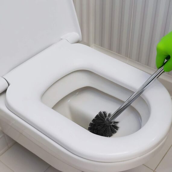 Top-spring WC-Bürste, Ø 7,5cm, WC-Bürsten mit Edelstahlgriff, 4 Stück, Stehende Edelstahl-WC-Bürsten für Badezimmer, Toilette, Ergonomisch, Elegant, Langlebig (Schwarz)