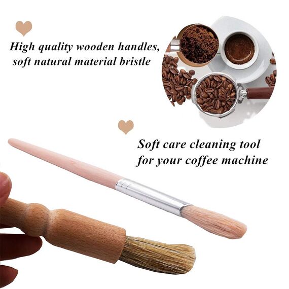 Kaffee Bürsten Set Professionelle Kaffee Pinsel Espresso Bürsten Set Enthalten Holz Kaffeemühle Maschine Reinigungsbürste und Nylon Barista Reinigungspinsel für Kaffeemaschine Group Kopf (8)