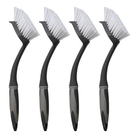 4 x Spülbürste grau/schwarz VonBueren | Geschirrbürste/Küchenbürste/Bürsten für die Küche und zur Reinigung | Spülbürsten | Bürste mit ergonomischem Griff Länge ca. 29 cm| Reinigungsbürste