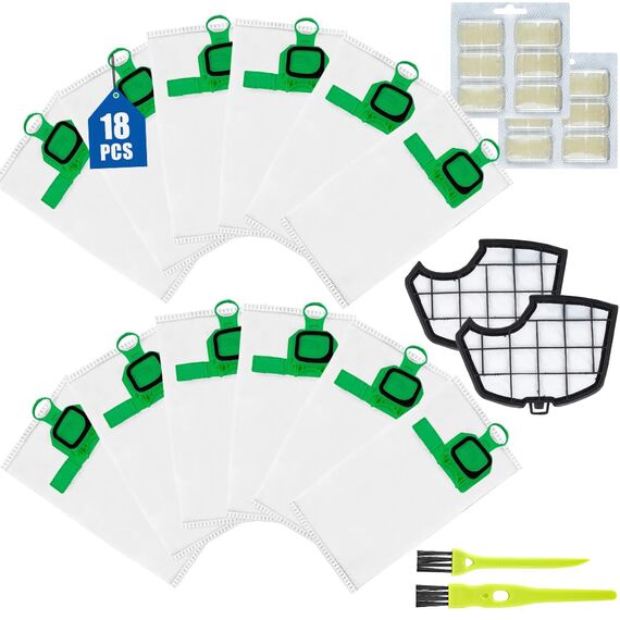 13 Staubsaugerbeutel für Vorwerk Kobold VK140 VK150 mit 2 Filter, 2 sauberen Bürsten, Zubehör-Set für Vorwerk Kobold FP140/150 Staubsauger