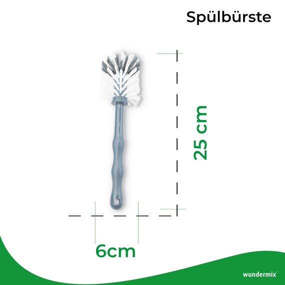 Wundermix - Mixtopf-Spülbürste für deine Küchenmaschine (3er Set) • Reinigungsbürste für Mixtöpfe gängiger Küchenmaschinen • Robuste Bürste mit Nylon-Borsten • Spülbürsten