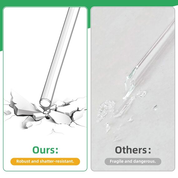 Glasstrohhalme 31cm Lange Durchmesser 1cm für Stanley Adventure Quencher Reisebecher 40oz, 8 Stück Bunt Ersatz Trinkhalme mit 2 Reinigungsbürsten, Wiederverwendbar Strohhalme, Stanley Cup Zubehör