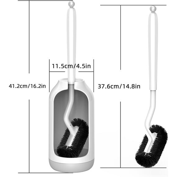 HAMITOR Toilettenbürste WC Bürsten Set: Tiefenreinigung Klobürste mit Randreiniger- Flexible Klobürstenhalter für Badezimmer und Gäste-WC Stehen Nachhaltige Toilet Brush-Weiß