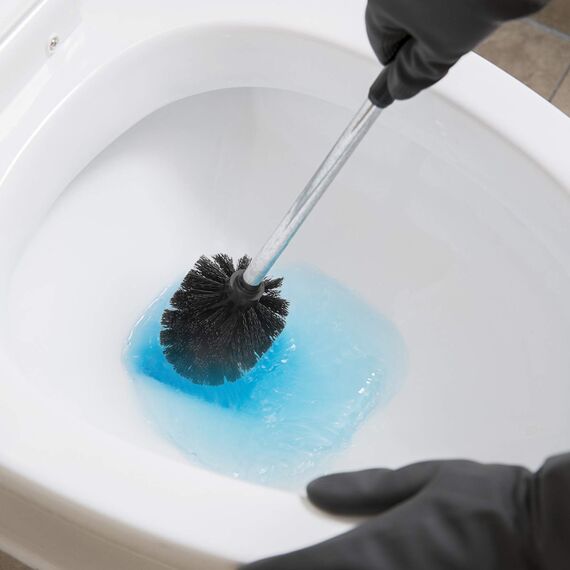 Top-spring WC-Bürste, Ø 7,5cm, WC-Bürsten mit Edelstahlgriff, 4 Stück, Stehende Edelstahl-WC-Bürsten für Badezimmer, Toilette, Ergonomisch, Elegant, Langlebig (Schwarz)